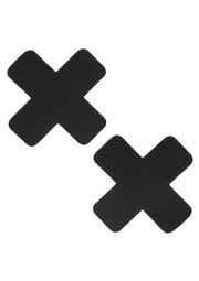 Cache-tétons en forme de croix noir.; Zwarte kruisvormige tepelbedekkers.; Black cross-shaped nipple covers.