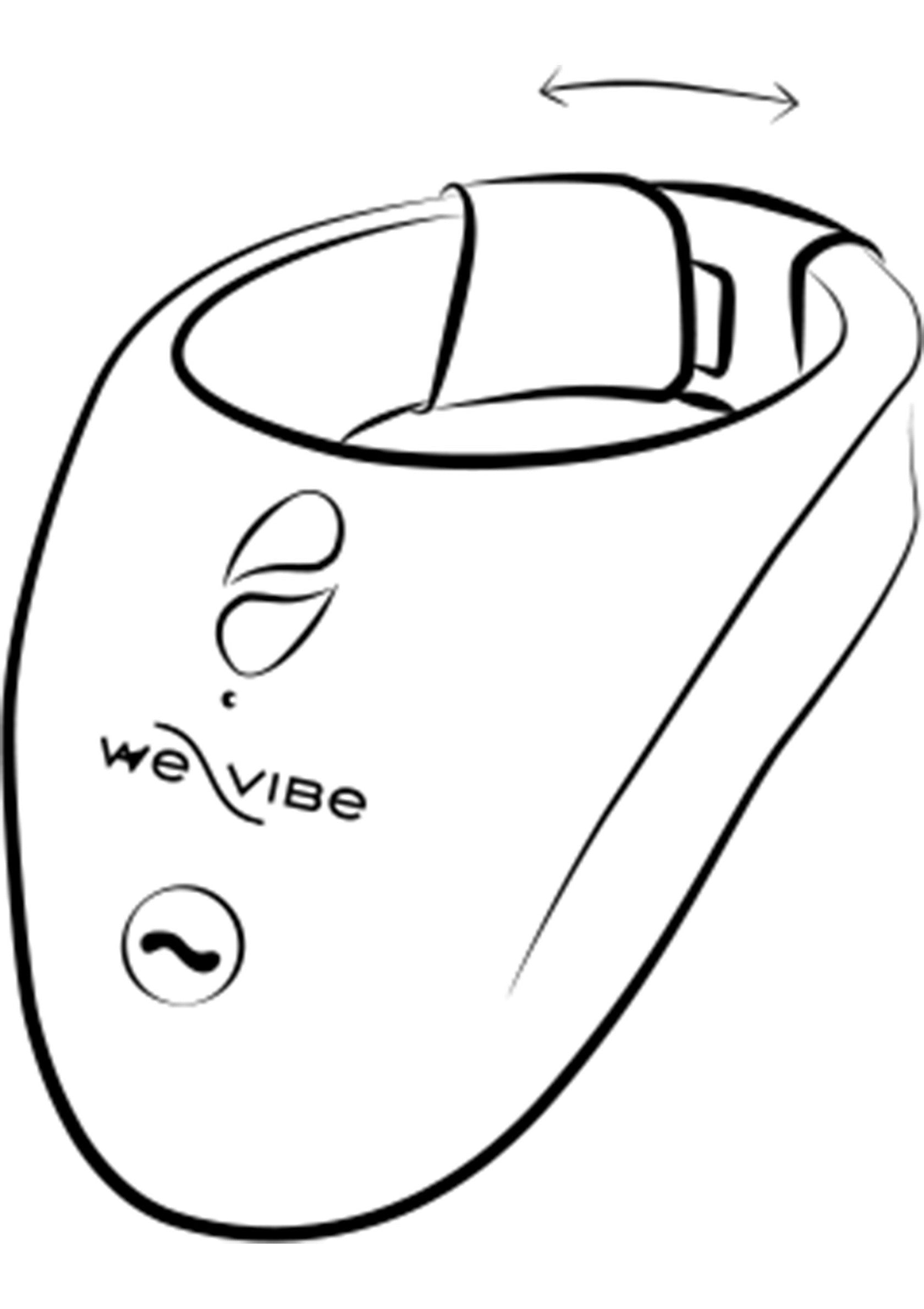 Dessin au trait d'un sextoy We-Vibe pour le plaisir intime et la sexualité.; Lijntekening van een We-Vibe seksspeeltje voor intiem plezier en seksualiteit.; Line drawing of a We-Vibe sex toy for intimate pleasure and sexuality.