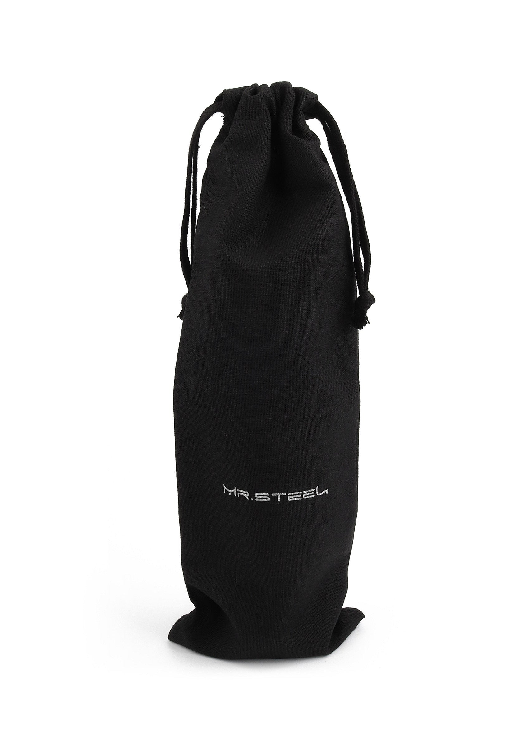 Sac noir de rangement Mr. Steel. Idéal pour protéger vos accessoires et les transporter facilement.; Zwarte Mr. Steel opbergzak. Ideaal om je accessoires te beschermen en makkelijk mee te nemen.; Black Mr. Steel storage bag. Ideal for protecting your accessories and easily carrying them.