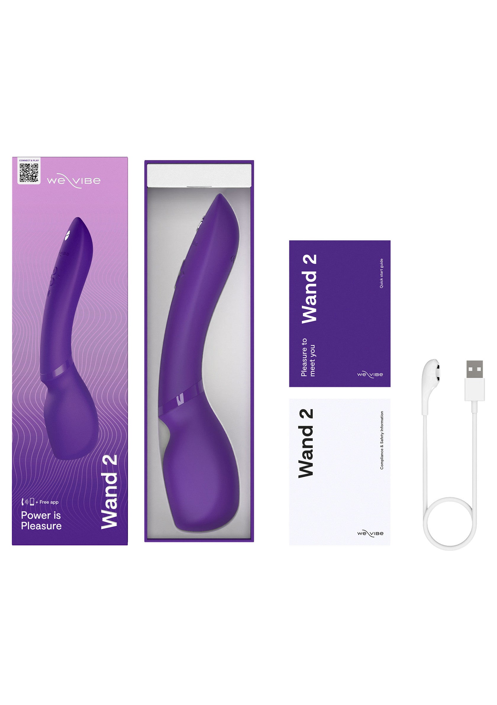 We-Vibe Wand 2 violet, vibromasseur rechargeable pour des moments de plaisir intense. Achetez maintenant !; We-Vibe Wand 2 paars, oplaadbare vibrator voor intense genotsmomenten. Koop nu!; We-Vibe Wand 2 purple, rechargeable vibrator for intense pleasure moments. Shop now!