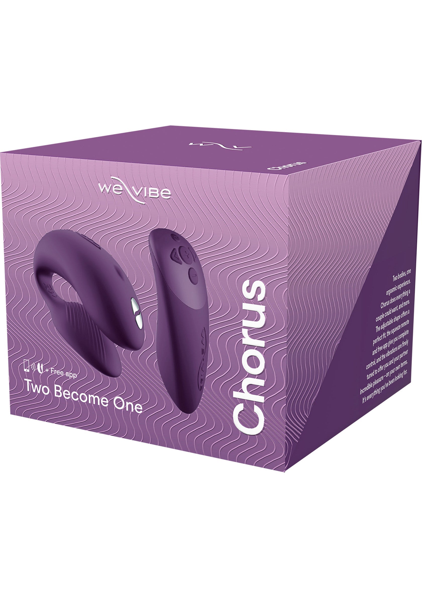 We-Vibe Chorus: vibromasseur couple connecté pour des moments intimes partagés. Découvrez le plaisir synchronisé.; We-Vibe Chorus: verbonden koppel vibrator voor gedeelde intieme momenten. Ontdek synchroon plezier.; We-Vibe Chorus: connected couple vibrator for shared intimate moments. Discover synchronized pleasure.