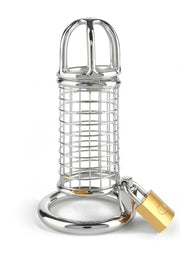 Cages de chasteté métalliques de haute qualité, sécurisées avec un cadenas pour plus de contrôle et de plaisir.; Metalen kuisheidskooien van hoge kwaliteit, beveiligd met een slot voor extra controle en plezier.; High-quality metal chastity cages, secured with a padlock for added control and pleasure.