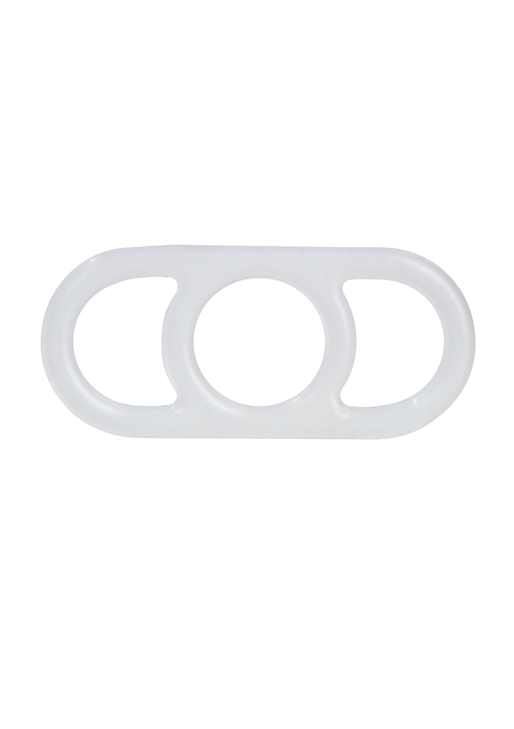 Anneau pénien en silicone blanc à trois ouvertures pour plus de plaisir.; Witte siliconen penisring met drie openingen voor meer plezier.; White silicone cock ring with three openings for enhanced pleasure.