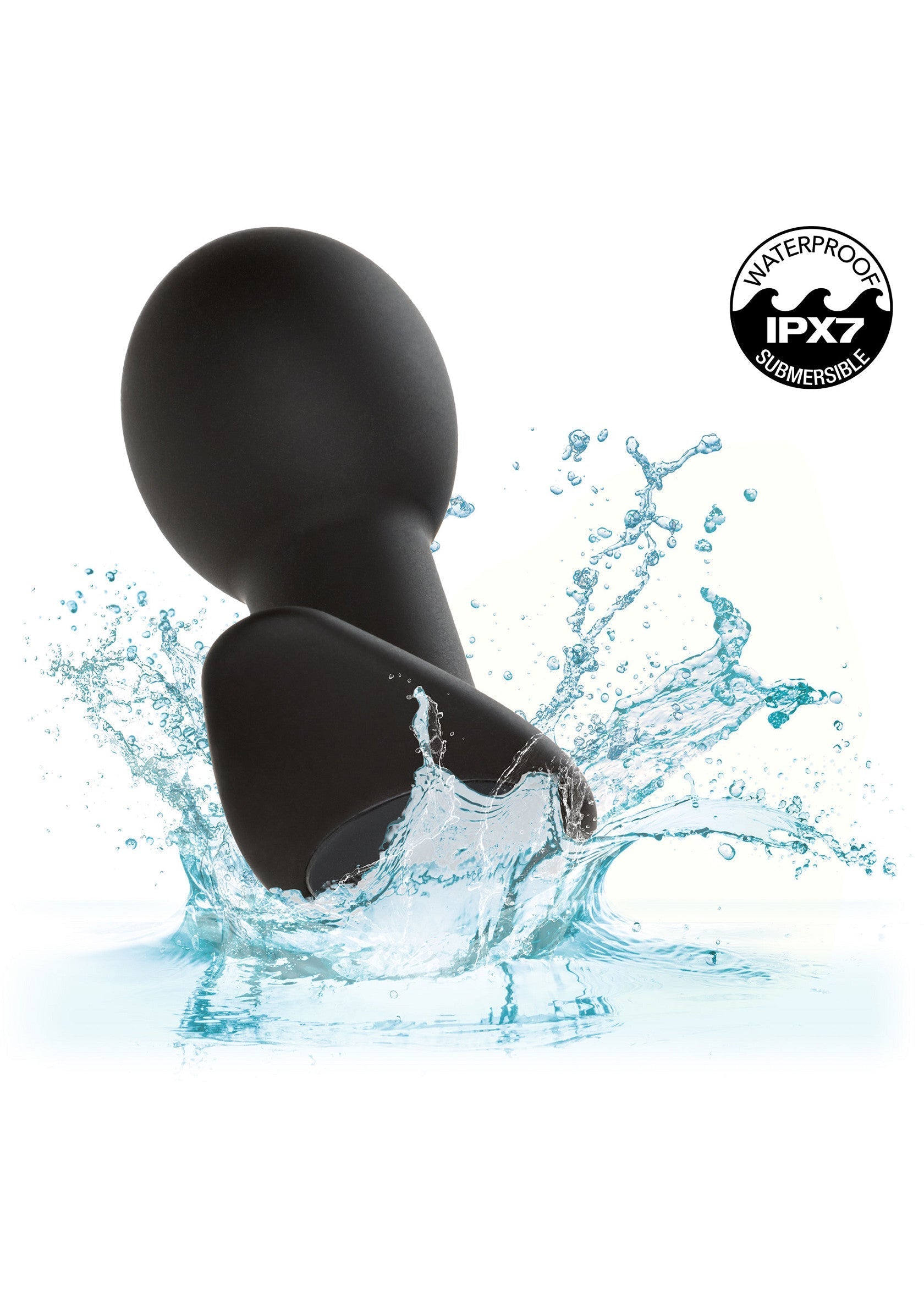 Plug anal noir étanche, idéal pour les jeux aquatiques. IPX7 submersible.; Waterdichte zwarte anale plug, perfect voor waterspelletjes. IPX7 waterdicht.; Waterproof black anal plug, great for water play. IPX7 submersible.
