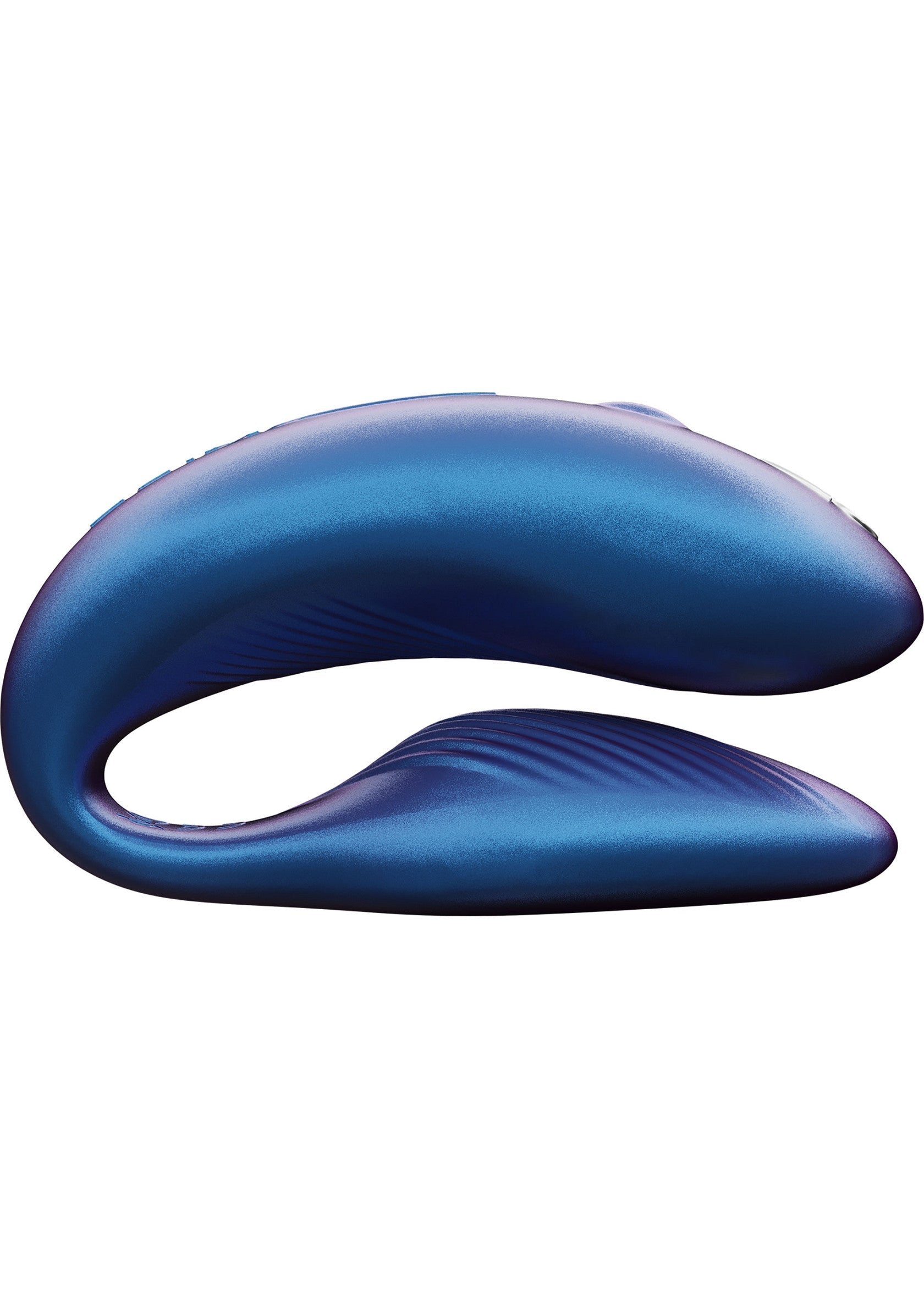 Vibromasseur de couple bleu pour un plaisir partagé et intense.; Blauwe partner vibrator voor gedeeld en intens plezier.; Blue couple vibrator for shared and intense pleasure.