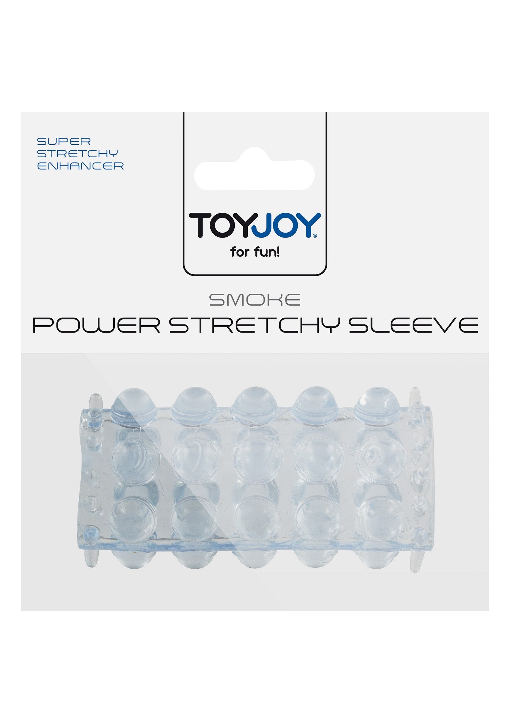 ToyJoy Smoke Power Stretchy Sleeve. Un manchon extensible pour plus de plaisir !; ToyJoy Smoke Power Stretchy Sleeve. Een rekbare huls voor extra genot!; ToyJoy Smoke Power Stretchy Sleeve. A stretchy sleeve for extra pleasure!