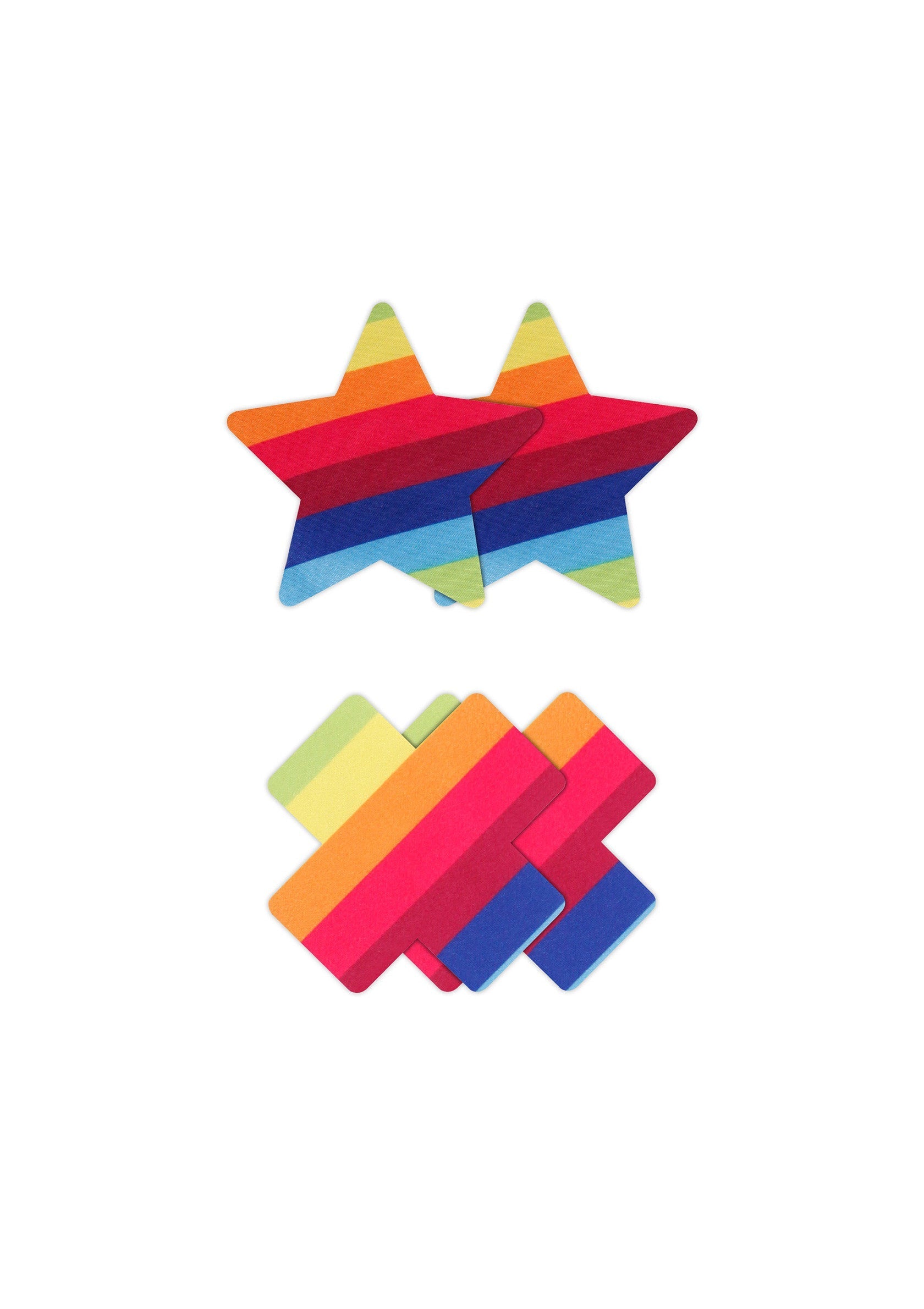 Étoiles et croix colorées pour décorer vos créations. Motifs rayés arc-en-ciel pour projets créatifs.; Kleurrijke sterren en kruisen om uw creaties te versieren. Regenboog gestreepte ontwerpen voor creatieve projecten.; Colorful stars and crosses to decorate your creations. Rainbow striped patterns for creative projects.