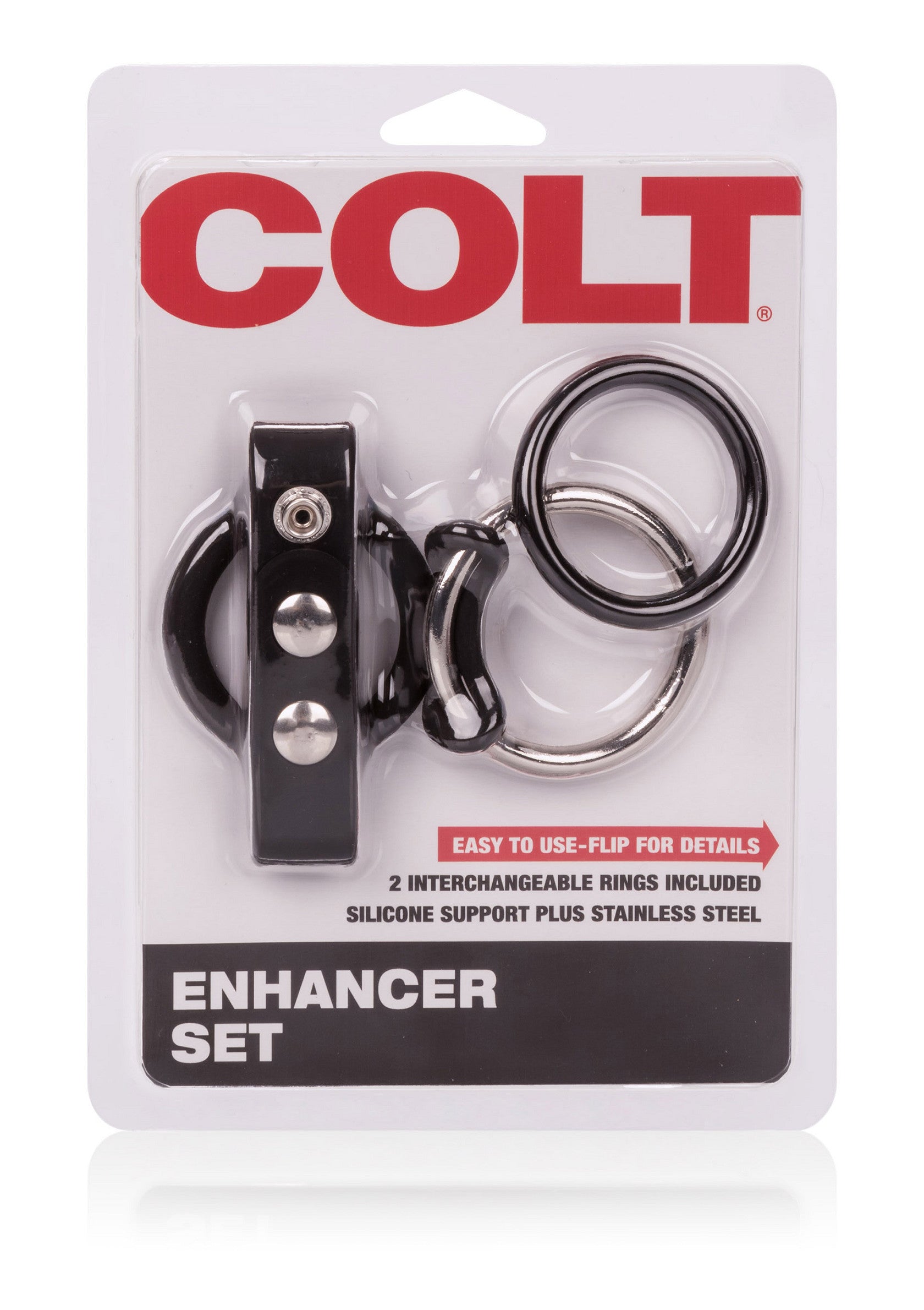 Colt Enhancer Set. Ensemble d'amélioration avec support en silicone et anneaux interchangeables. ; Colt Enhancer Set. Enhancer set met siliconen steun en verwisselbare ringen.; Colt Enhancer Set. Enhancer set with silicone support and interchangeable rings. 
