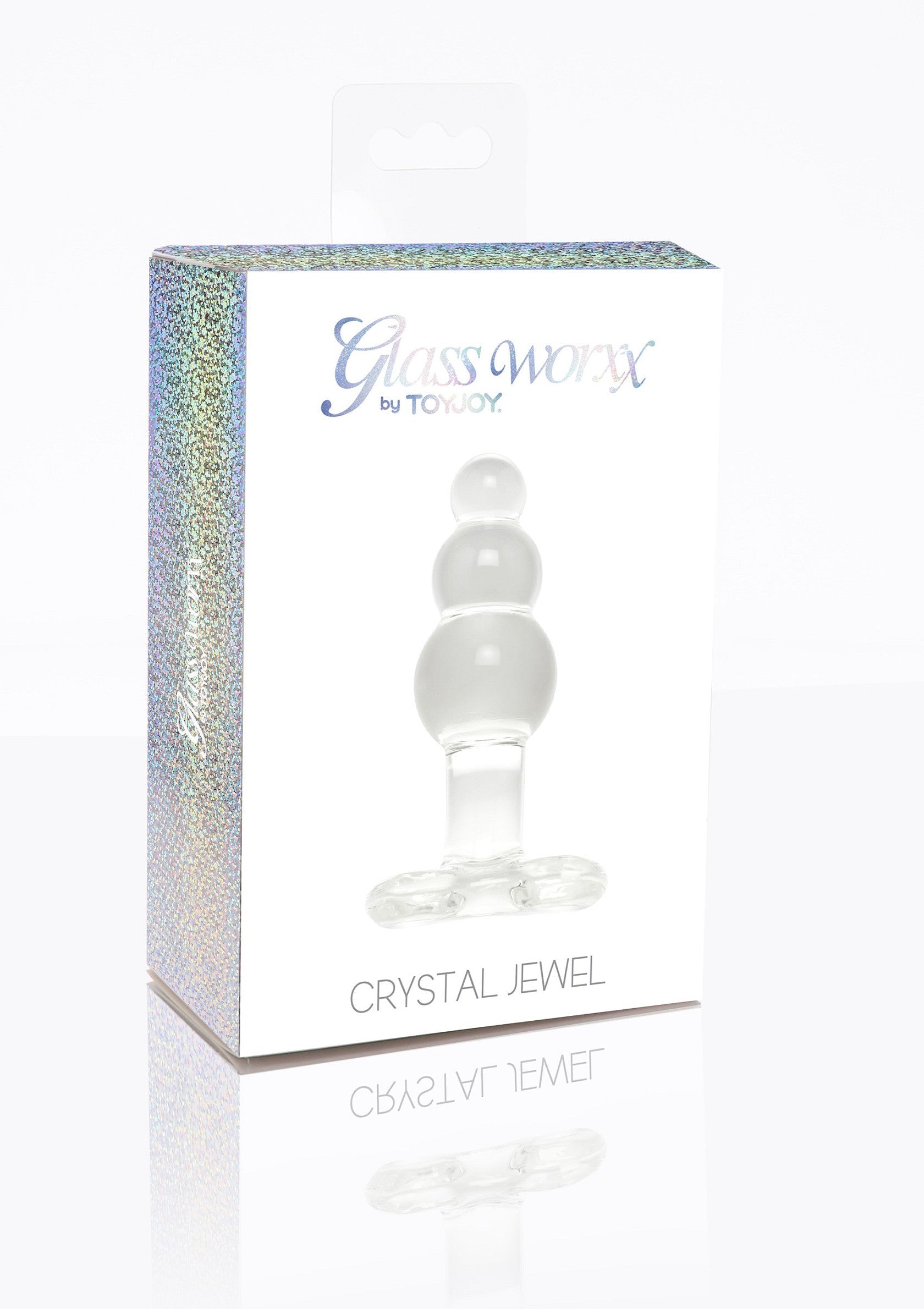 Plug anal en verre 'Crystal Jewel' de ToyJoy. Élégant et lisse pour un plaisir raffiné.; Glazen anaalplug 'Crystal Jewel' van ToyJoy. Elegant en glad voor verfijnd genot.; Glass 'Crystal Jewel' anal plug by ToyJoy. Elegant and smooth for refined pleasure.