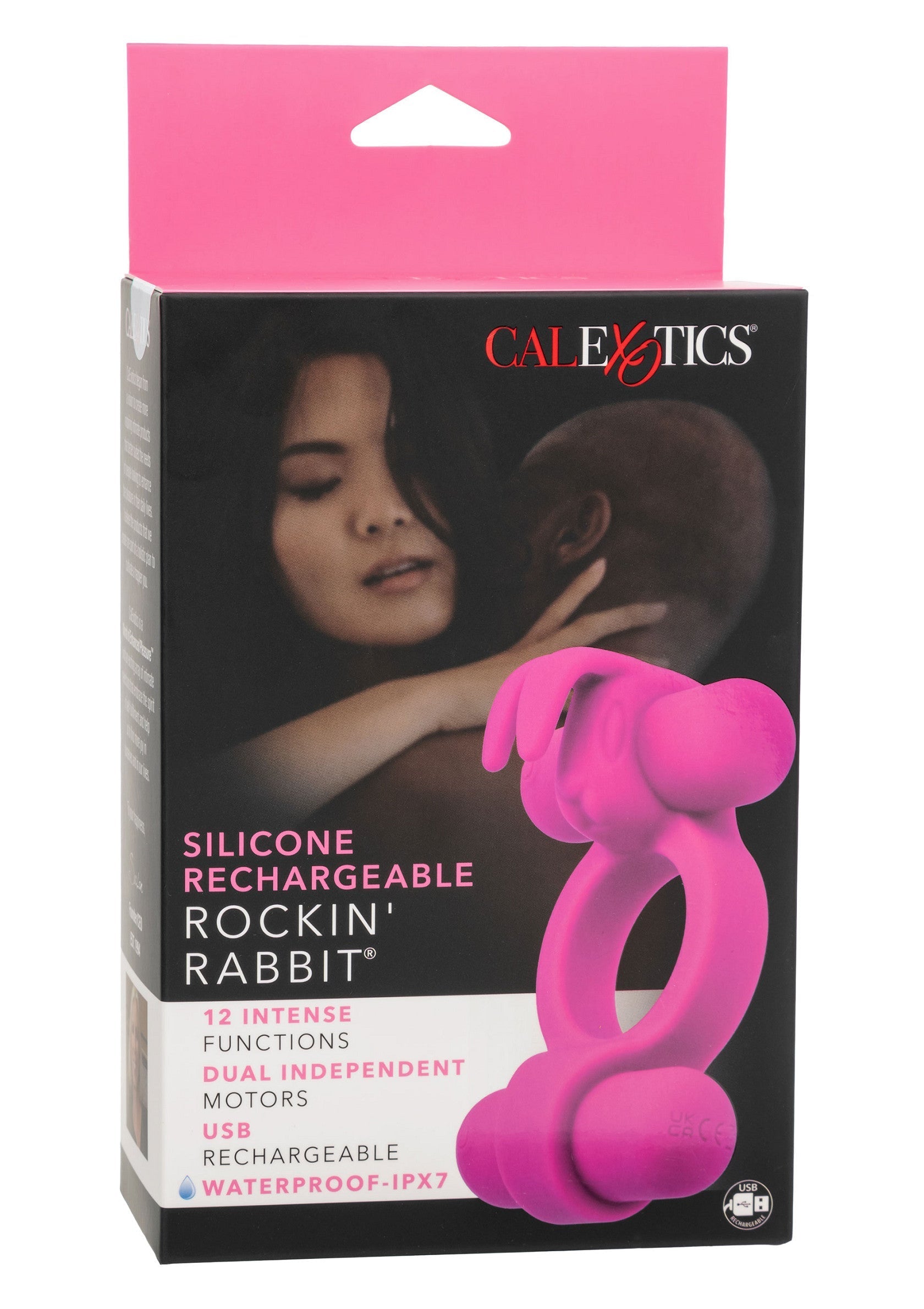 Calexotics Rockin' Rabbit rechargeable en silicone, 12 fonctions intenses, moteurs indépendants, USB, étanche IPX7; Calexotics Rockin' Rabbit siliconen oplaadbaar, 12 intense functies, onafhankelijke motoren, USB, waterdicht IPX7; Calexotics Rockin' Rabbit silicone rechargeable, 12 intense functions, independent motors, USB, waterproof IPX7
