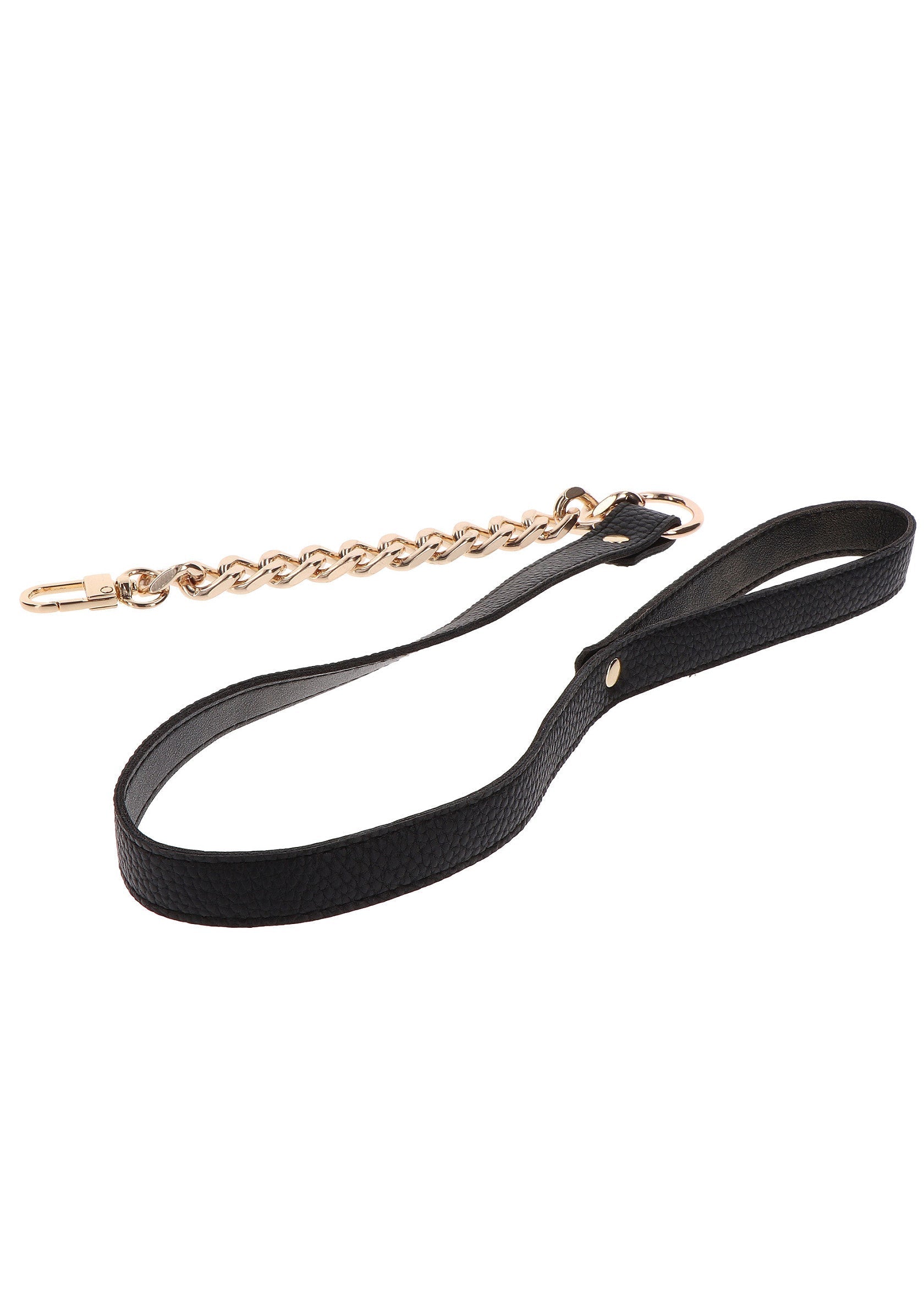 Bandoulière en cuir noir avec chaîne dorée. Accessoire de sac à main élégant et pratique.; Zwarte leren tasriem met gouden ketting. Stijlvolle en praktische handtasaccessoire.; Black leather bag strap with gold chain. Stylish and practical handbag accessory.