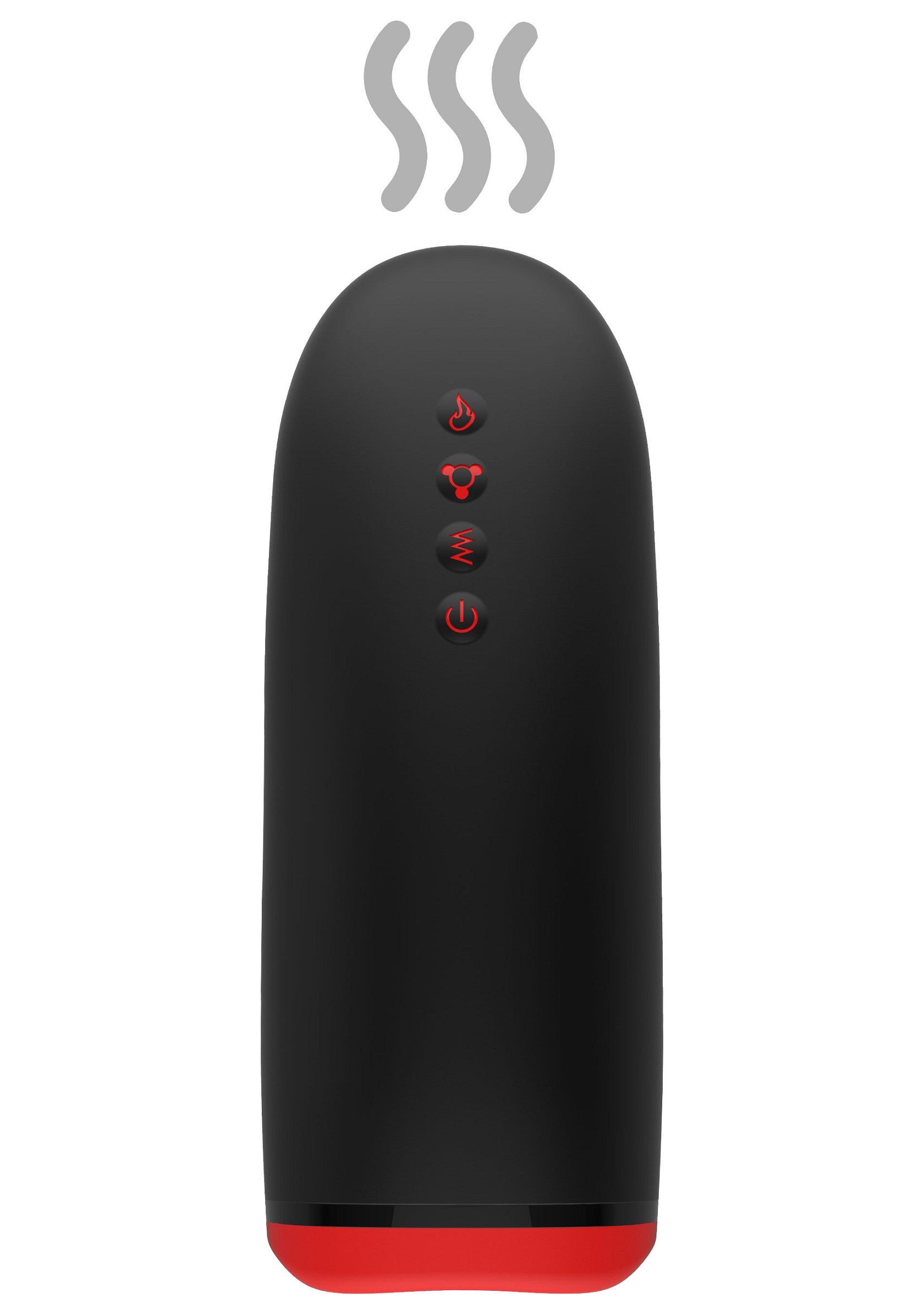 Masseur chauffant noir et rouge pour une détente optimale. Offrez-vous un moment de bien-être avec cet appareil de massage !; Zwarte en rode verwarmde stimulator voor optimale ontspanning. Trakteer uzelf op een moment van welzijn met dit massageapparaat!; Black and red heated massager for ultimate relaxation. Treat yourself to a moment of wellness with this massage device!